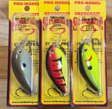 (3) Strike King Pro Model Series 4S Dives 2-5' 2-1/2" 3/8 oz Shallow Water Bass!