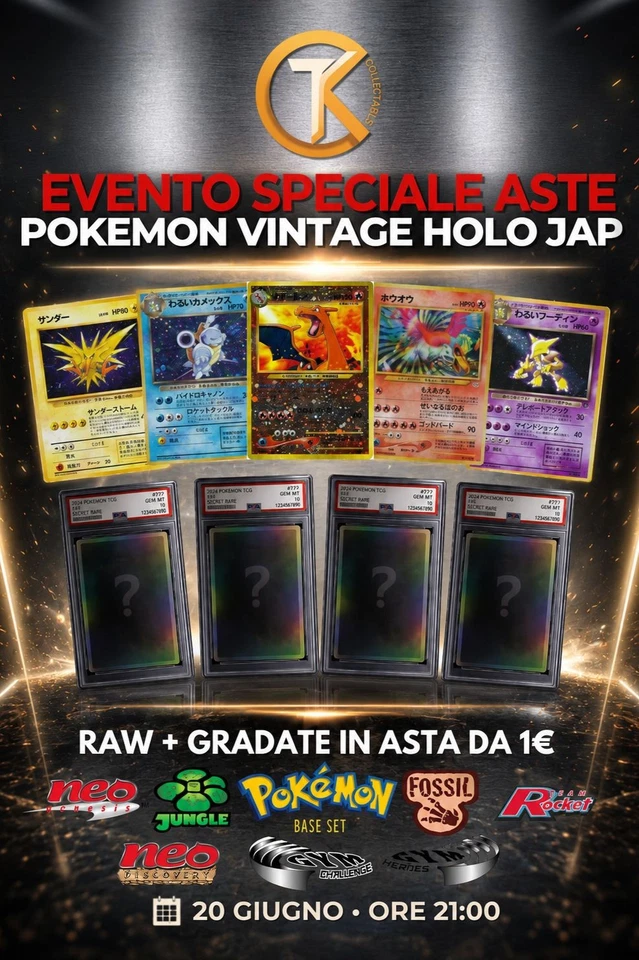 🔥[EVENTO SPECIALE] 🔥ASTE POKEMON VINTAGE HOLO JAP + GRADATE START 1€