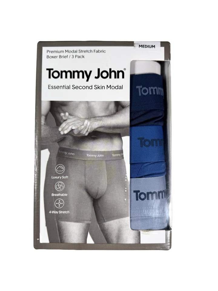 NWT Tommy John.  3 Pk. Second Skin Modal Stretch Boxer Brief.  Blue. MSRP $59.50 - Image 2 of 4
