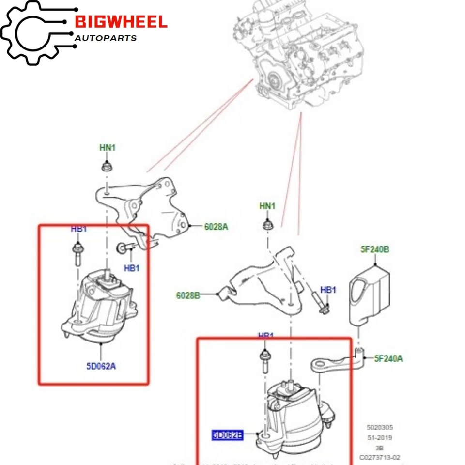 OEM Range rover Velar F-Pace 2.0 ENGINE MOTOR MOUNT Set 2 LR117098 LR117099 - Image 4 of 4