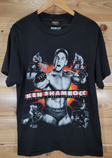Vintage WWF Ken Shamrock 1998 Rap Tee Style T-Shirt Men Large Double Sided Black