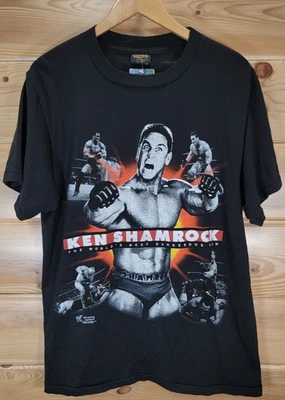 Vintage WWF Ken Shamrock 1998 Rap Tee Style T-Shirt Men Large Double Sided Black - Image 1 of 4