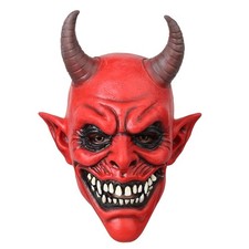 Adult Red Devil Mask Halloween Costume Horror Demon Mask Scary Red Horned