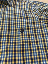 Chaps Men’s Large Blue Check Dress Shirt Long Sleeve Button Down Easy Care