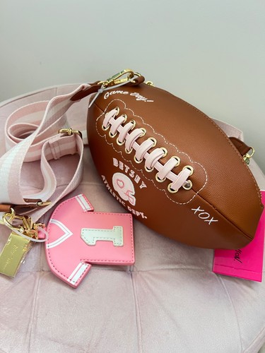 Betsey Johnson Game Day American Football Bag/ Rugby ball