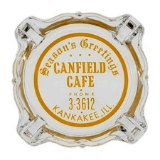 Vintage Ashtray Canfield Cafe Seasons Greetings  Kankakee Illinois Il