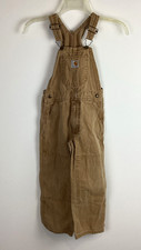 Carhartt Overalls Size Kids 5 Brown Canvas Adjustable Double Knee Bibs Utility