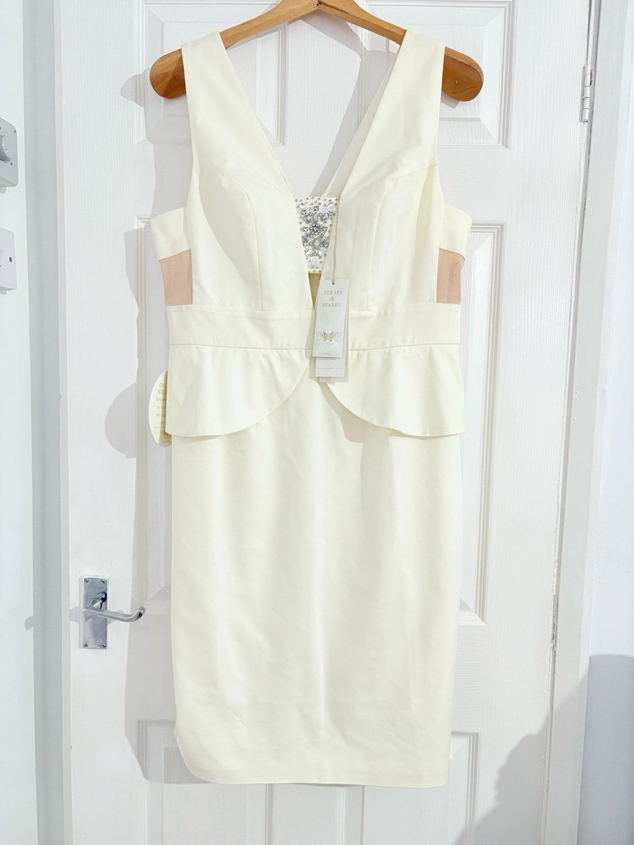 BNWT Lipsy VIP Embellished Keyhole Mesh Insert Peplum Shift Dress