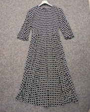 L.K. Bennett Dress Dr Carey Blue Cream Check Jersey Midi Formal Wedding