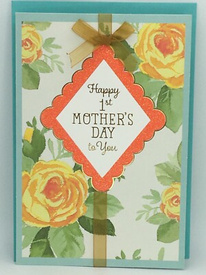 Hallmark Happy 1st FIRST Mother's Day Card Flowers 8x5.5 Any Mom Friend Family