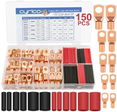 Conjunto Surtido Terminales Cable de Batería y Conectores de Cable de Cobre AWG