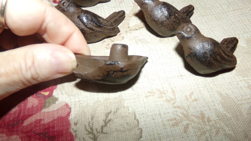 10 BIRD cast iron Knobs Pulls Drawer Door Handles Rustic