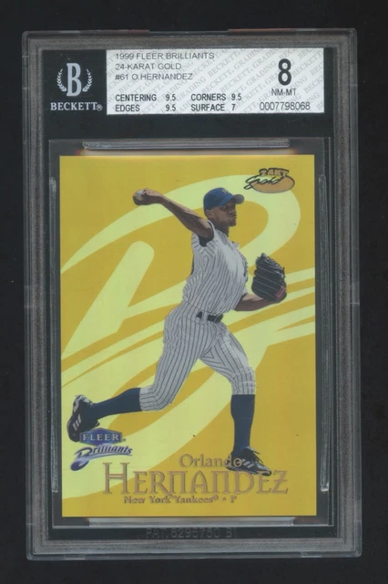ORLANDO HERNANDEZ 1999 FLEER BRILLIANT 24 KARAT GOLD #ED 09/24 YANKEES STAR RARE
