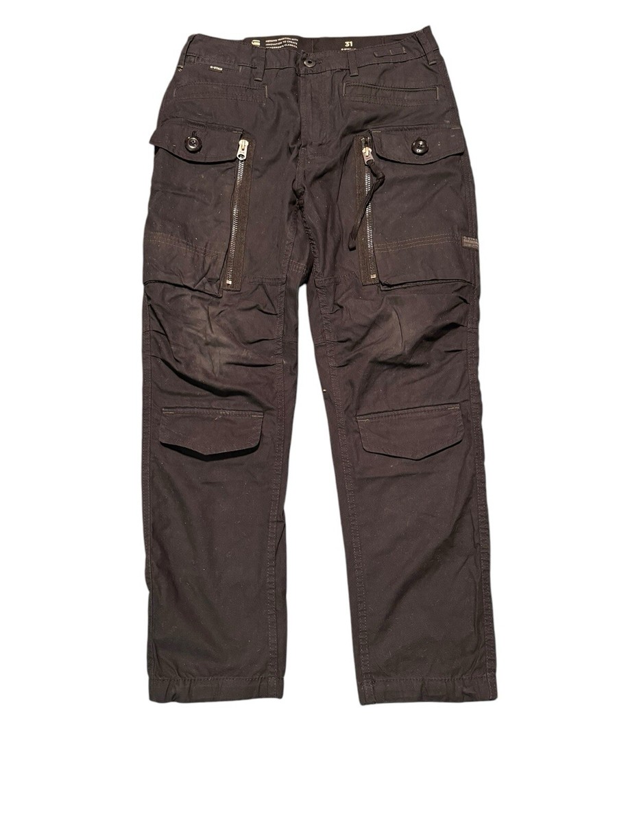 G-Star Raw Men's Long Pocket Zip Relaxed Tapered Cargo Pants Black