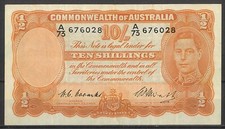 Commonwealth of Australia 1949 Ten Shillings Banknote Coombs/Watt R14 VF #P-37