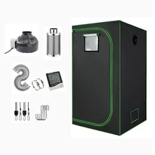Grow Tent 2.7x2.7ft Hydroponics System Kit w/LED Grow Light + 4" Fan Kit Filter