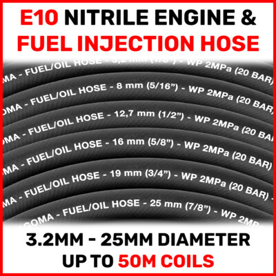 E10 RUBBER REINFORCED FUEL HOSE TUBE UNLEADED