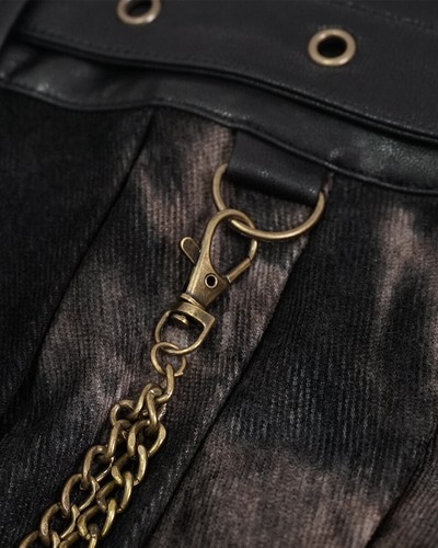 Devil Fashion Mens Gothic Steampunk Apocalyptic Punk Half Skirt Kilt Black Brown - 第 10/13 張圖片