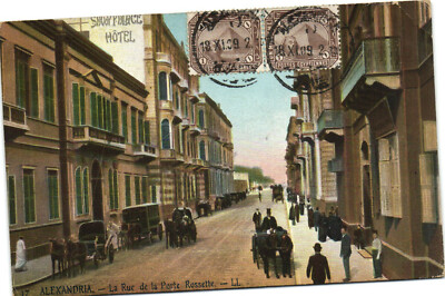PC EGYPT, ALEXANDRIA, LA RUE DE LA PORTE ROSSETTE, Vintage Postcard (b35197)