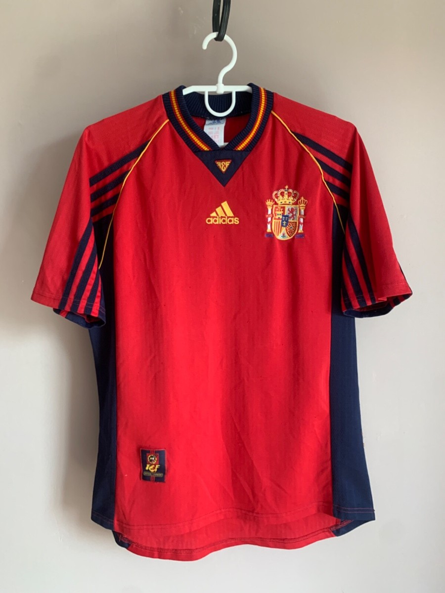 当時モノ ユニフォーム adidas／98-99 スペイン モデル ゲームシャツ Spain 1998/99 Home Football Shirt Adidas Vintage Soccer