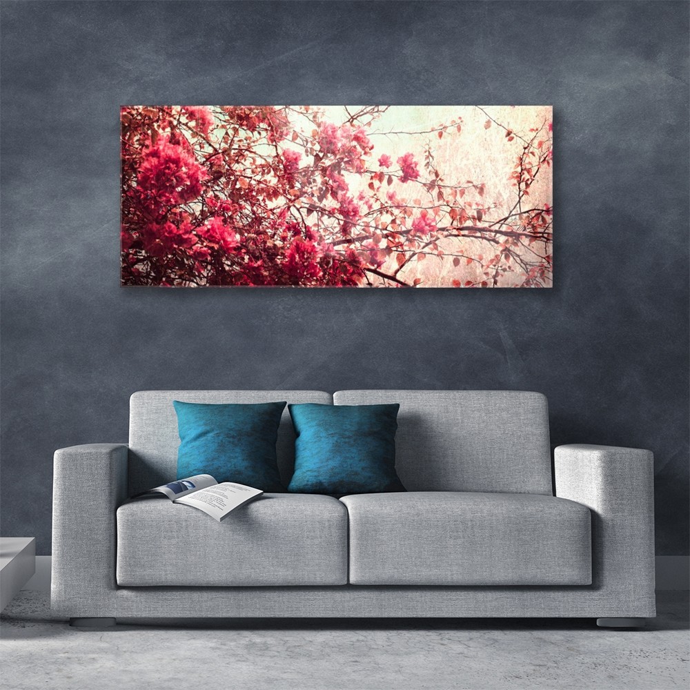 Tableau sous verre 125x50 Branches Feuilles en verre trempé de qualité premium - 2