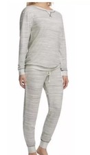 Felina Women's 2 Piece French Terry Pajamas Lounge Set Heather Gray Large New