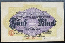 Banknote Hamburg Altona, Aushilfsschein der Stadt; F&uuml;nf 5 Mark, 2. November 1918