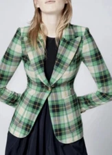 NWT AUTH WOMEN’S SMYTHE GRASS SEERSUCKER PLAID PATCH POCKET DUCHESS BLAZER -SZ 2