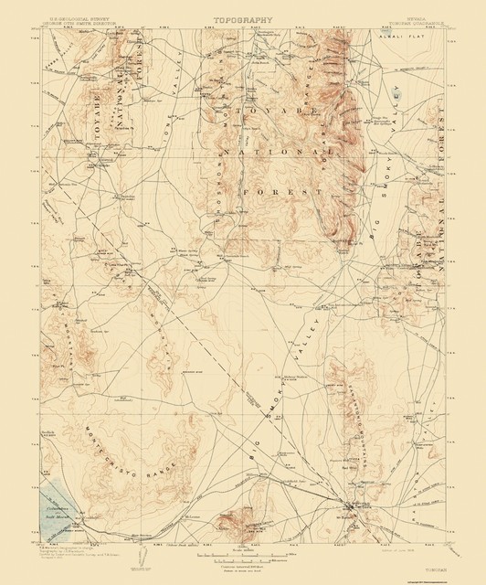 Topo Map Tonopah Nevada Quad USGS 1908 23 x 27.68 eBay