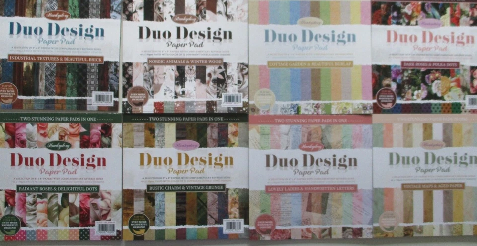 Hunkydory Duo Designs 8x8" Paper Sample pack 12 double sided sheets