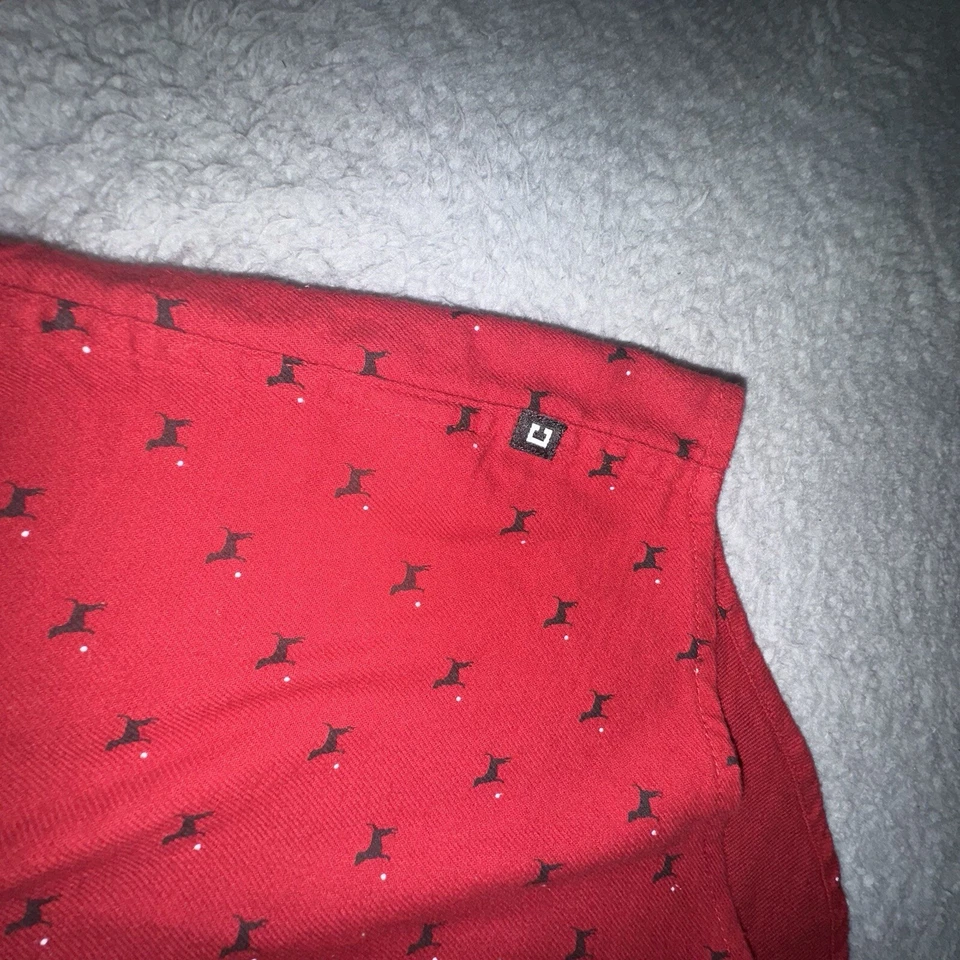 Camisa Chaps Para Hombres XLT XL TALL Roja Estampado de Perro Abotonada Manga Larga Preppy Foto 3 de 4