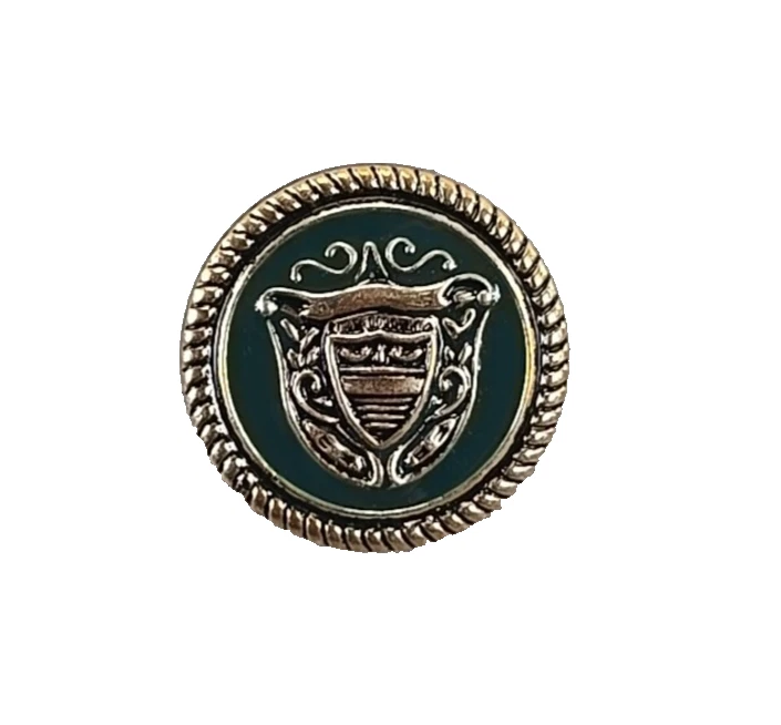 Pendleton Green Enamel Brass Shaft Shield Rope 3/4" Replacement Buttons - 5 pc - Image 2 of 3