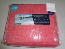 New NAUTICA QUEEN Sheet Set - wrinkle resistant HERINGBONE BAY RED