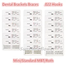 Dental Orthodontic Metal Brackets Braces .022 Hooks 345 Mini/Standard MBT/Roth