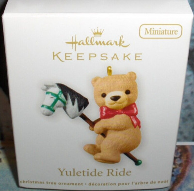 Yuletide Ride'2012'Miniature-Li'l Teddy Riding His Stick Horse,Hallmark Ornament