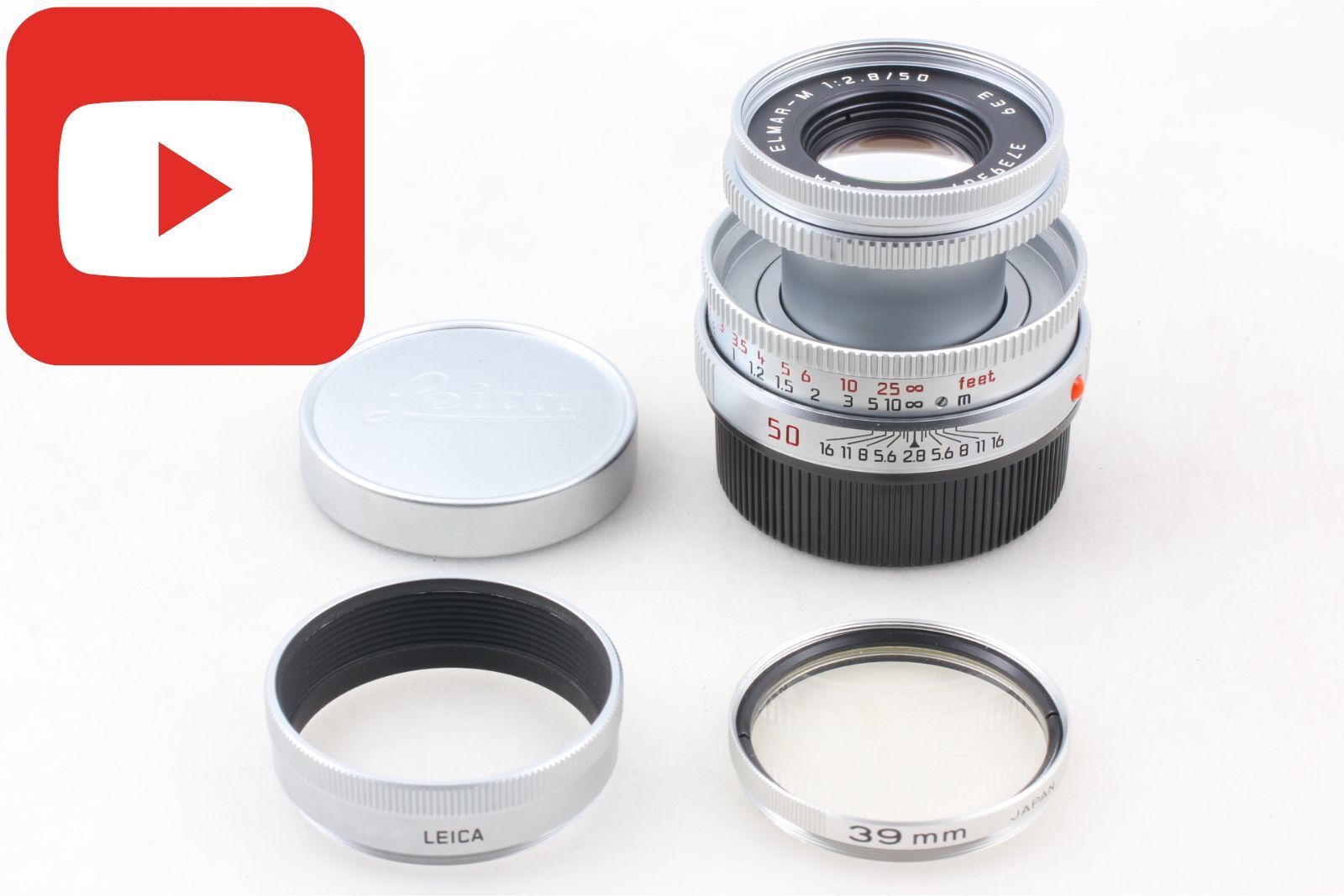 Top Mint Leica Elmar-M 50mm F/2.8 Lens with Hood E39 M Mount Japan Import