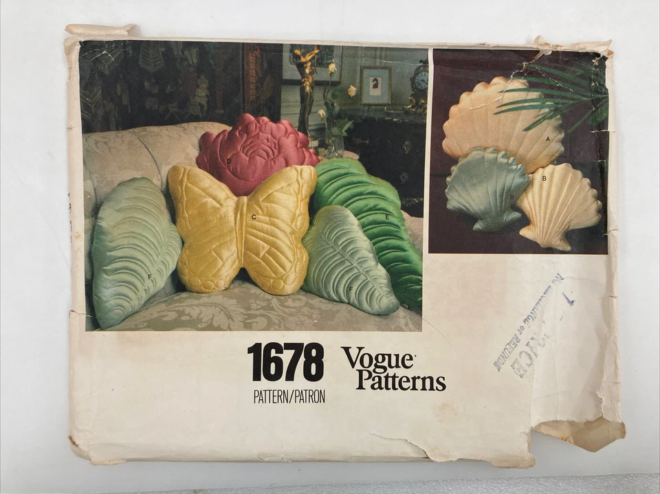 Vogue Home Patterns Pillows Covers Apron Gift Items Cut With Instructions C12f - Image 2 of 4