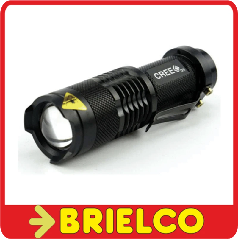 LINTERNA DE BOLSILLO LED 3W RESISTENTE CON ENFOQUE 1XAA ALUMINIO NEGRA BD5365
