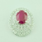 14k Solid White Gold Natural Oval Ruby & Diamond Pendant Cocktail 3.56  Carats — photo 6