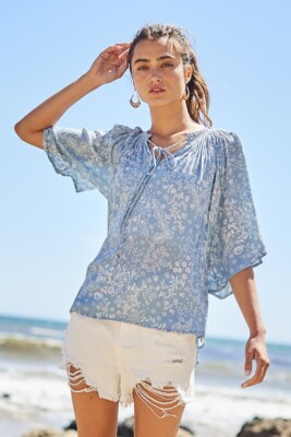 chambray peasant top