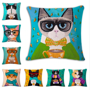 Détails Sur Drôle Chat Housse Coussin Dessin Portrait Art Chaton Peinture 45cm Cadeau Uk