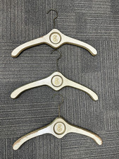 Set Of 3 Vintage Hollywood Regency MCM Wooden Clothes Hangers Monogrammed E