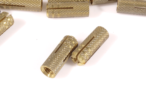 PRL) TASSELLI OTTONE AD ESPANSIONE GODRONATO FORO 8 mm VITE 6 mm LOTTO 70 PZ PCS - Foto 2 di 3