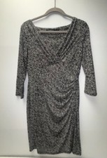 Lauren Ralph Lauren Women's 10p Black & White Herringbone Patterned Wrap Dress