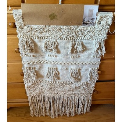 Habitat Decor Yanni Macrame Wall Hanging Cream Woven Boho Textile Art 24x38