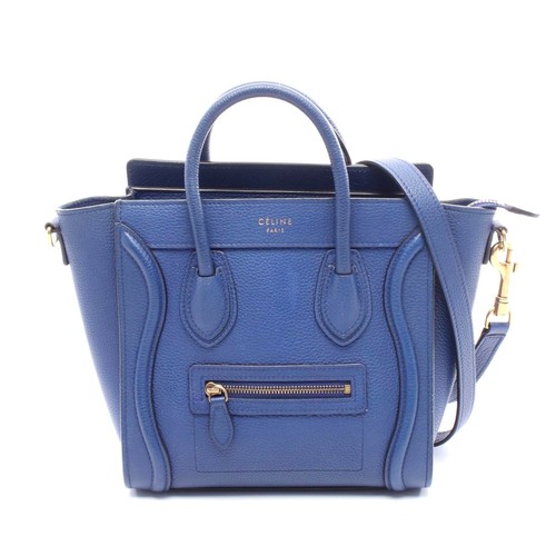 Celine Luggage Nano Shopper Leather Handbag Women Blue One Size