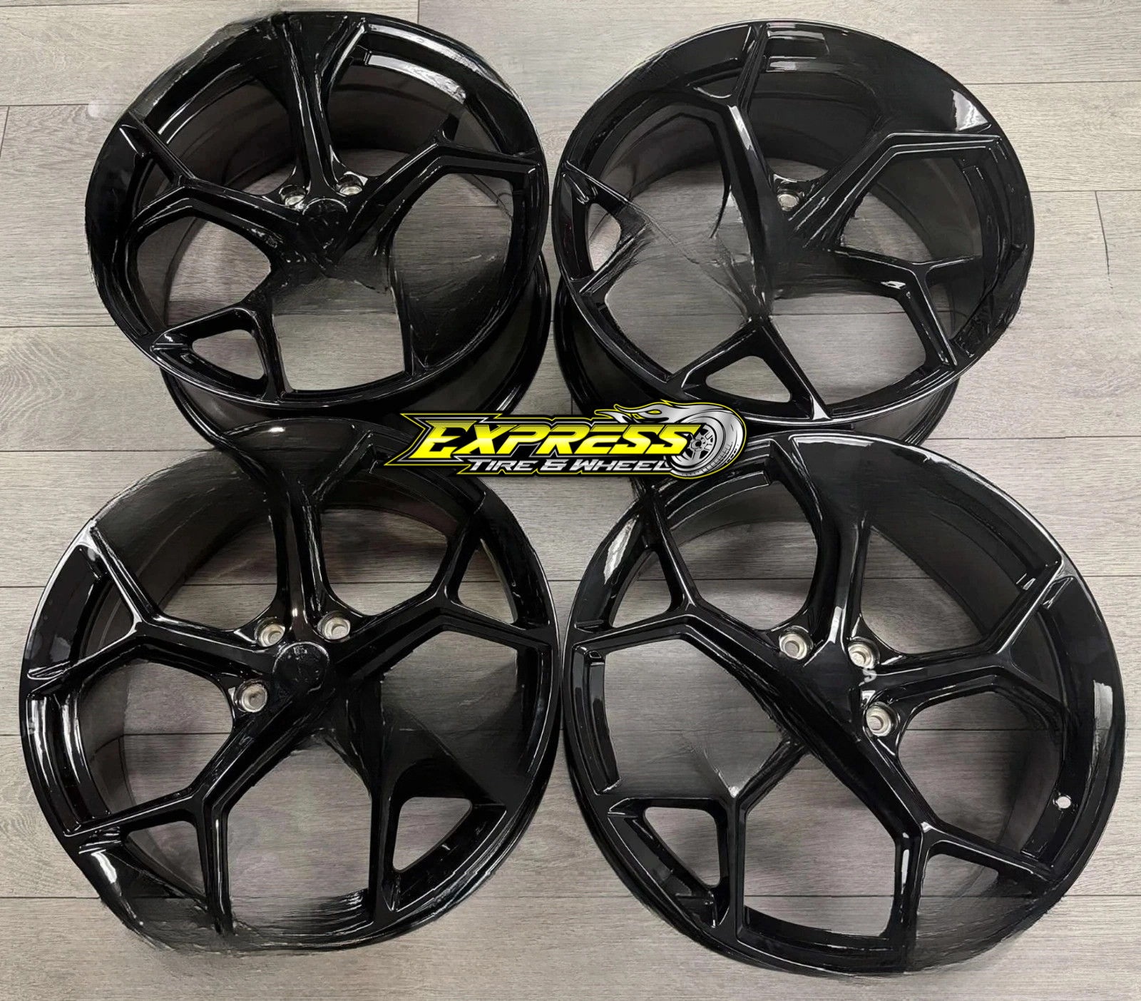 (4) 19x8.5 AUDI R8 GLOSS BLACK WHEELS RIMS A3 A4 A5 A6 A7 S4 S5 RS 5x112 +35MM