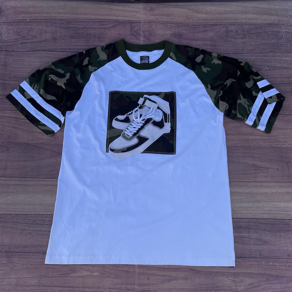 Vintage Raw Blue Camouflage Shirt + Shorts Hip Hop Set Streetwear 
