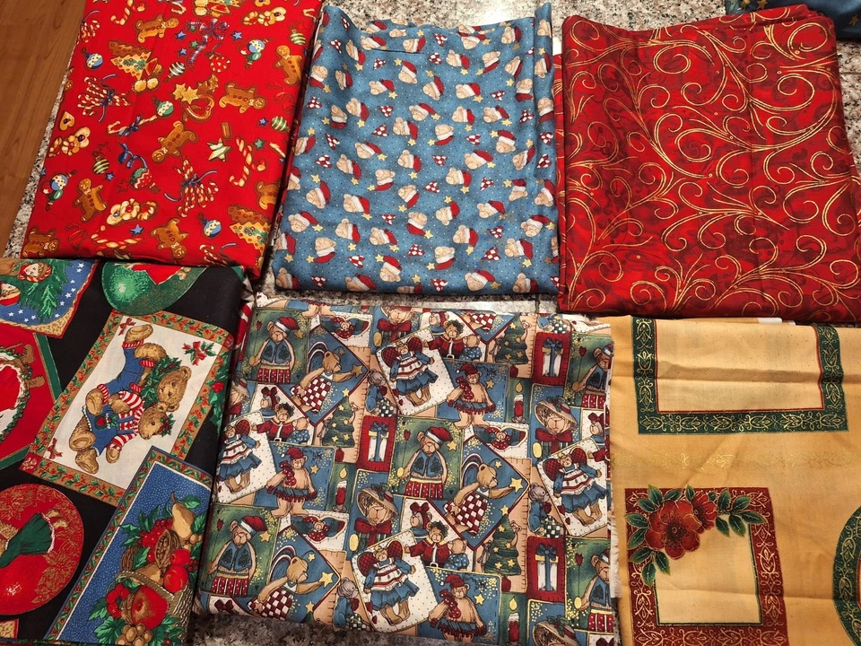 ¡ENORME LOTE DE 29 1/2 YARDAS TELAS NAVIDAD VINTAGE AÑOS 90! Foto 4 de 4