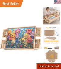 1000 Pieces Rotating Puzzle Board with 4 Drawers,28.74"x20.94" Portable Woode...